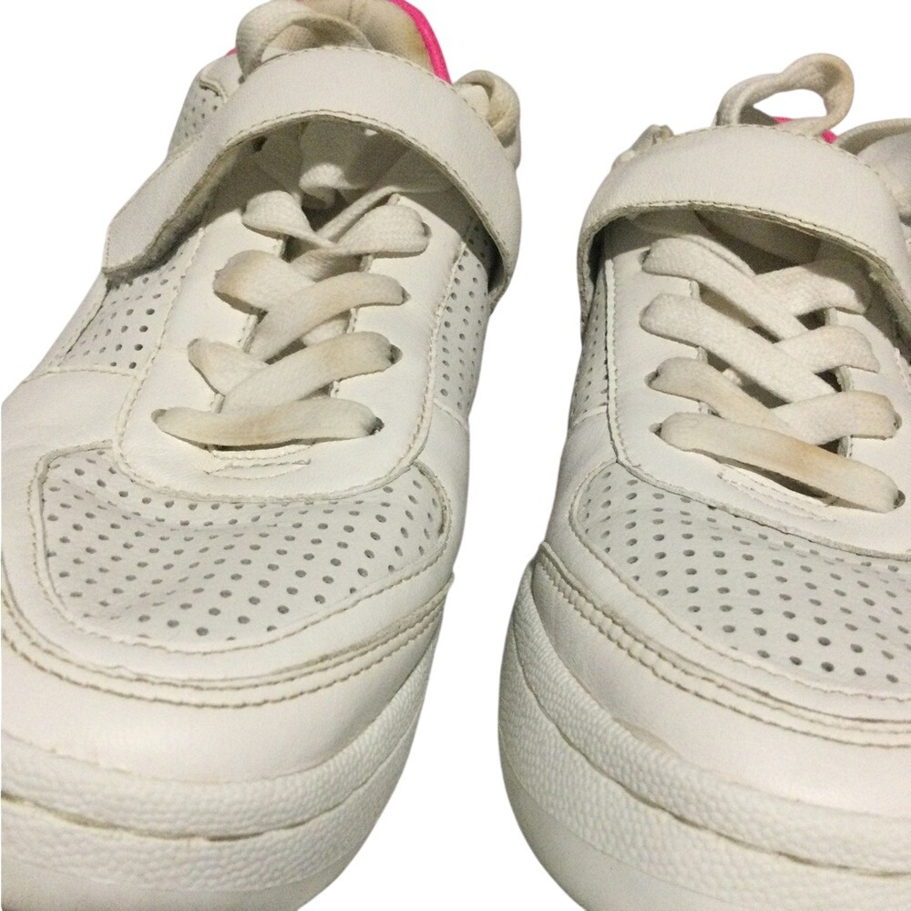 Vince Camuto‎ White Leather Tennis Pink Accents Women's 7.5